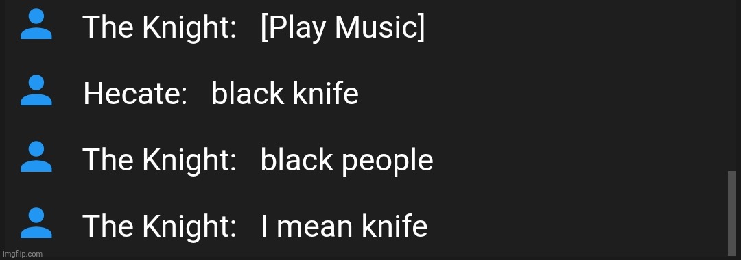 The song was "Black Knife" from Chapter 4 of Deltarune | made w/ Imgflip meme maker