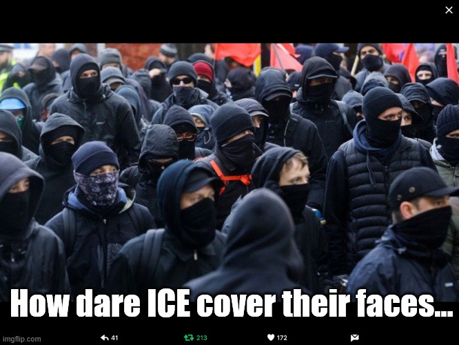 Antifa | How dare ICE cover their faces... | image tagged in antifa | made w/ Imgflip meme maker