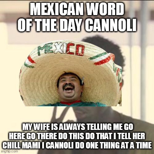 Look At Me | MEXICAN WORD OF THE DAY CANNOLI; MY WIFE IS ALWAYS TELLING ME GO HERE GO THERE DO THIS DO THAT I TELL HER CHILL MAMI I CANNOLI DO ONE THING AT A TIME | image tagged in memes,look at me | made w/ Imgflip meme maker