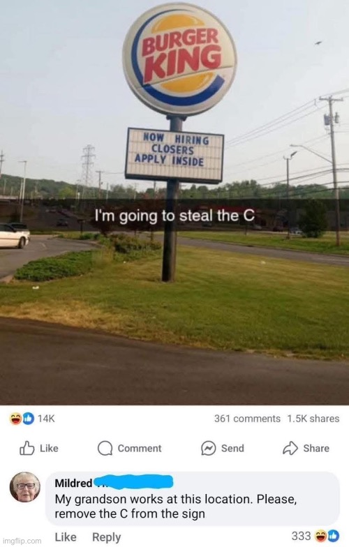 Go Gran | image tagged in grandma,losers,burger king | made w/ Imgflip meme maker