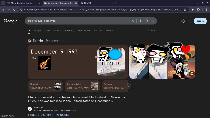 The movie developers loved the game and this movie so much they made two Deltarune references in it... | image tagged in spamton,titanic,deltarune,reference,dess | made w/ Imgflip meme maker