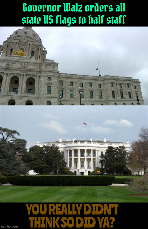 United and Divided Half vs Full | Governor Walz orders all state US flags to half staff; YOU REALLY DIDN'T THINK SO DID YA? | image tagged in united and divided,mellissa hortman,repect and disrespect,ntichrist governor tim walz,dickhead,maga murder mayhem | made w/ Imgflip meme maker