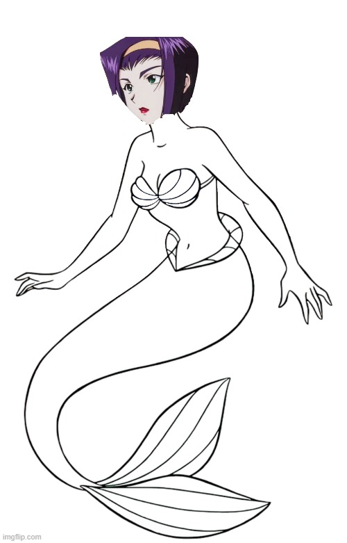 faye valentine mermaid | image tagged in blank mermaid,anime,cowboy bebop,faye valentine,the little mermaid,fairy tail | made w/ Imgflip meme maker