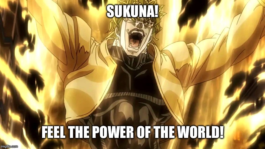 SUKUNA! FEEL THE POWER OF THE WORLD! | image tagged in za warudo | made w/ Imgflip meme maker