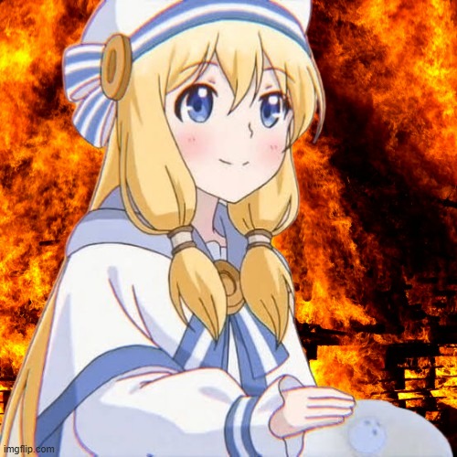 Eliaria burning | image tagged in fire,burning,adorable | made w/ Imgflip meme maker