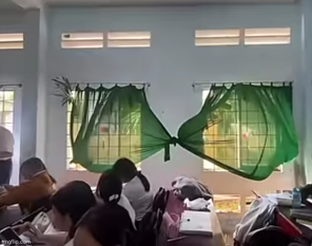 why y'all keep staring out the window ?? | image tagged in boobs,curtain,window,funny,breasts,bikini | made w/ Imgflip meme maker