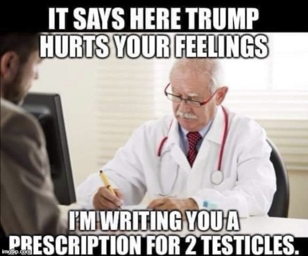 For all of the TDS Soy Boys | image tagged in donald trump,big balls,tds,sufferers,soy boys,testicles | made w/ Imgflip meme maker