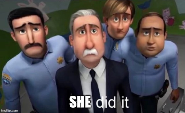 He did it | SHE | image tagged in he did it | made w/ Imgflip meme maker
