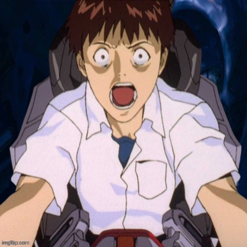 shinji screaming in the cave | image tagged in shinji ikari,neon genesis evangelion,the little mermaid,part of your world,anime meme,screaming | made w/ Imgflip meme maker