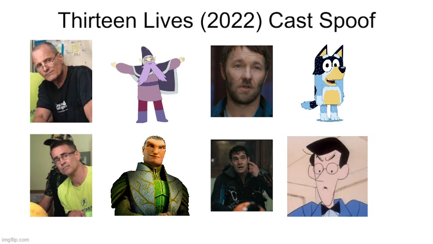 Credit to Waldness Topic International for this used | image tagged in meme,memes,thirteen lives,spoof cast,characters,roles | made w/ Imgflip meme maker