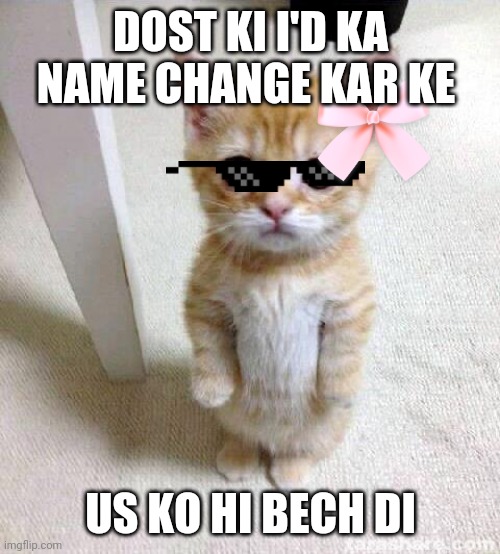 Gaming | DOST KI I'D KA NAME CHANGE KAR KE; US KO HI BECH DI | image tagged in memes,cute cat | made w/ Imgflip meme maker