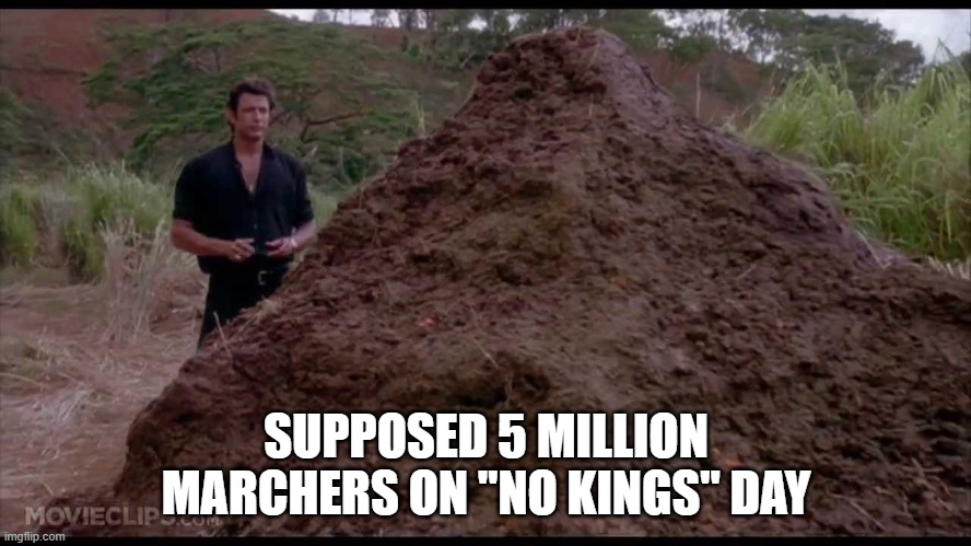 That is one big pile of shit | SUPPOSED 5 MILLION MARCHERS ON "NO KINGS" DAY | image tagged in that is one big pile of shit | made w/ Imgflip meme maker