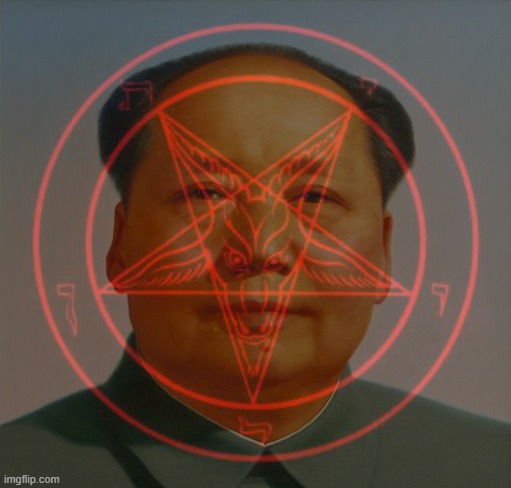 Mao pentagram | image tagged in mao zedong,pentagram,communism,satanism,devil | made w/ Imgflip meme maker