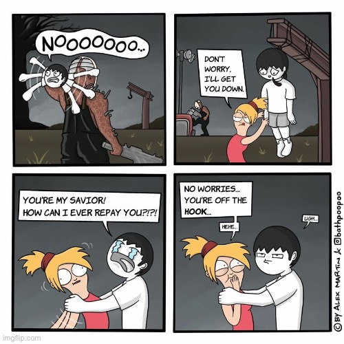Off the hook… | image tagged in comics,off the hook | made w/ Imgflip meme maker