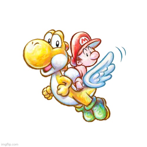 Yellow Yoshi & baby Mario Flying Wing | image tagged in yellow yoshi baby mario flying wing | made w/ Imgflip meme maker
