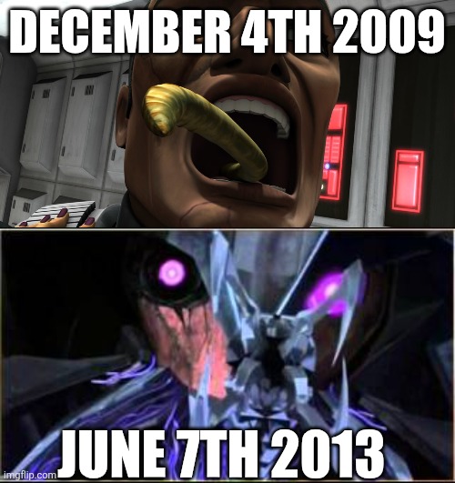 Wait a minute | DECEMBER 4TH 2009; JUNE 7TH 2013 | image tagged in transformers,star wars | made w/ Imgflip meme maker