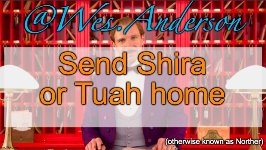 Wes.Anderson temp | Send Shira or Tuah home | image tagged in wes anderson temp,voting game s10 | made w/ Imgflip meme maker