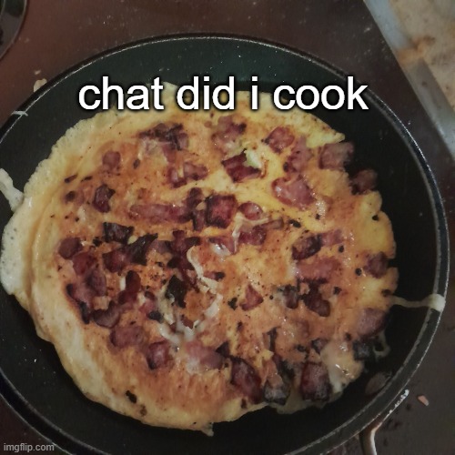 omelet :3 | chat did i cook | image tagged in cooking,egggs,omelet | made w/ Imgflip meme maker
