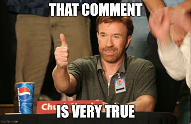 THAT COMMENT IS VERY TRUE | image tagged in memes,chuck norris approves,chuck norris | made w/ Imgflip meme maker