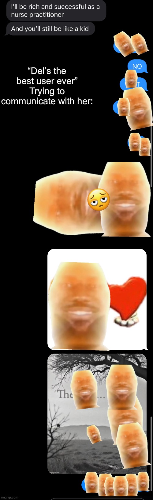 “Del’s the best user ever”
Trying to communicate with her: | made w/ Imgflip meme maker