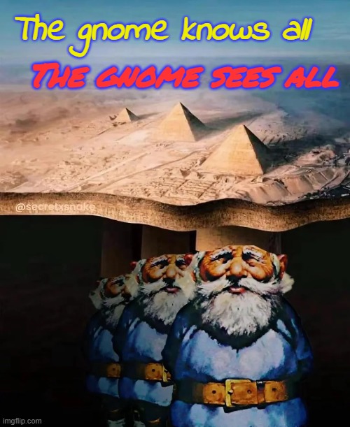SurlyKong would have loved this meme! | The gnome knows all; The gnome sees all | image tagged in memes,gnomes,itz a conspiracy i tell ya | made w/ Imgflip meme maker
