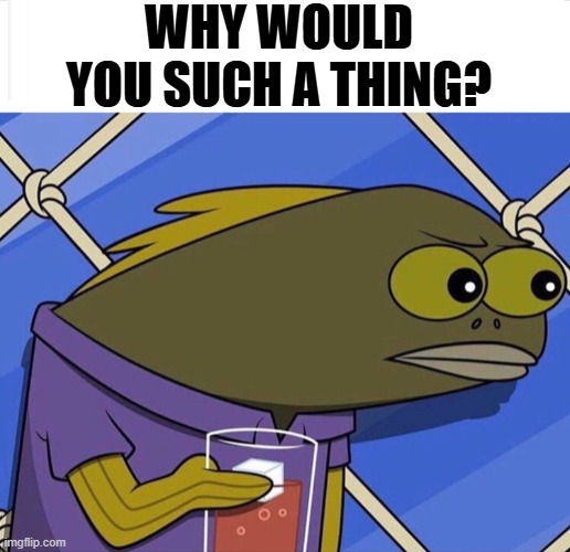 WHY WOULD YOU SUCH A THING? | image tagged in quality | made w/ Imgflip meme maker