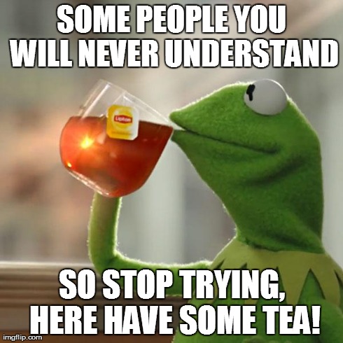 But That's None Of My Business | SOME PEOPLE YOU WILL NEVER UNDERSTAND SO STOP TRYING, HERE HAVE SOME TEA! | image tagged in memes,but thats none of my business,kermit the frog | made w/ Imgflip meme maker