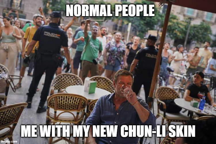 NORMAL PEOPLE; ME WITH MY NEW CHUN-LI SKIN | image tagged in fortnite | made w/ Imgflip meme maker