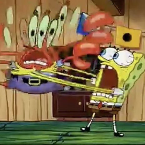 SpongeBob shaking Mr. Krabs Blank Meme Template