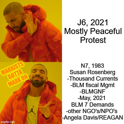 SOCIAL JUSTIFICATION BY MARXISTS, is a FAR CRY from Justice | J6, 2021
Mostly Peaceful
Protest; N7, 1983
Susan Rosenberg
-Thousand Currents
-BLM fiscal Mgmt
-BLMGNF
-May, 2021 
BLM 7 Demands
-other NGO's/NPO's 
-Angela Davis/REAGAN; MARXISTS
GOTTA
MARX ON | image tagged in rudy giuliani,marxism,joseph stalin,trump,ronald reagan,social justice warrior | made w/ Imgflip meme maker