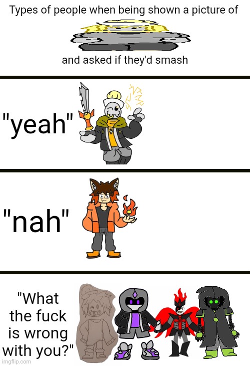 idk why I made this but you should make it with your ocs | image tagged in would they smash | made w/ Imgflip meme maker