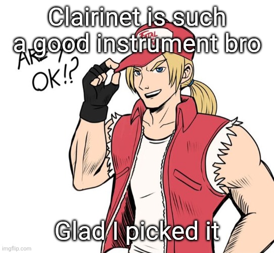 Are you okay!? | Clairinet is such a good instrument bro; Glad I picked it | image tagged in are you okay | made w/ Imgflip meme maker