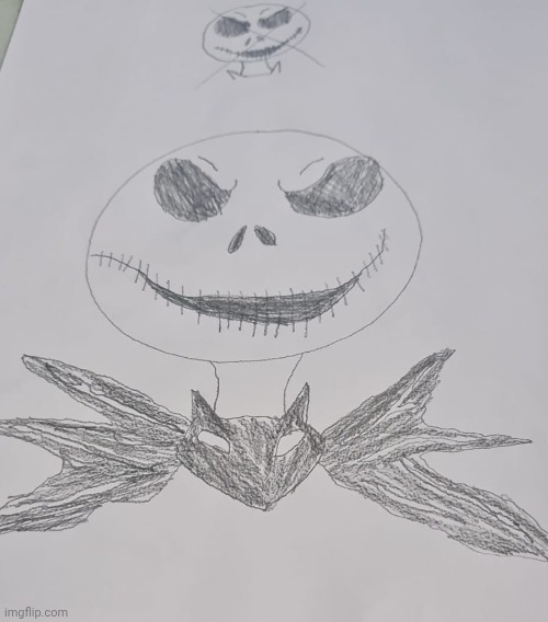 An attempt at drawing Jack Skellington 2 years ago that I dug up | image tagged in drawing,jack skellington | made w/ Imgflip meme maker