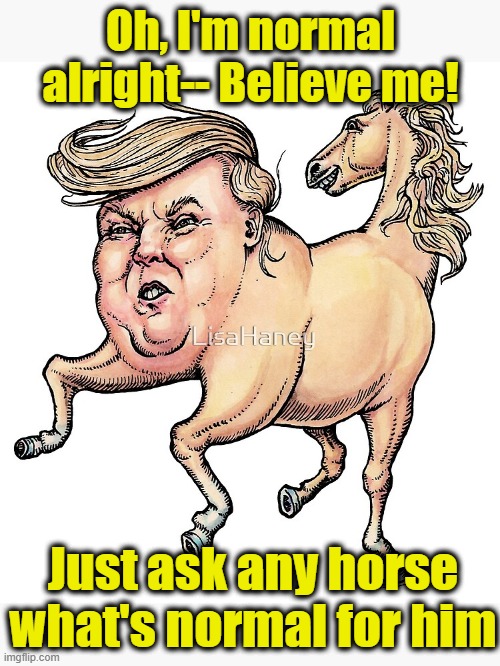 Oh, I'm normal alright-- Believe me! Just ask any horse what's normal for him | made w/ Imgflip meme maker