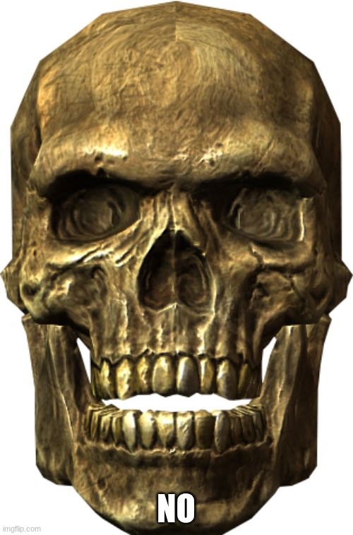 The Skeleton Appears | NO | image tagged in the skeleton appears | made w/ Imgflip meme maker