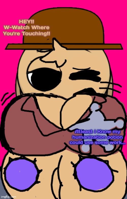 Tunner(Tan) | HEY!! W-Watch Where You're Touching!! Atleast i Know my humanization potion could use some work... | image tagged in tunner,anthro,transformation,big belly,tummy rub,gametoons | made w/ Imgflip meme maker