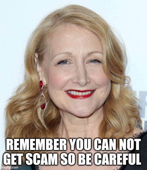 Be Careful Because You Might Gets Scam | REMEMBER YOU CAN NOT GET SCAM SO BE CAREFUL | image tagged in patricia clarkson,scam,careful | made w/ Imgflip meme maker