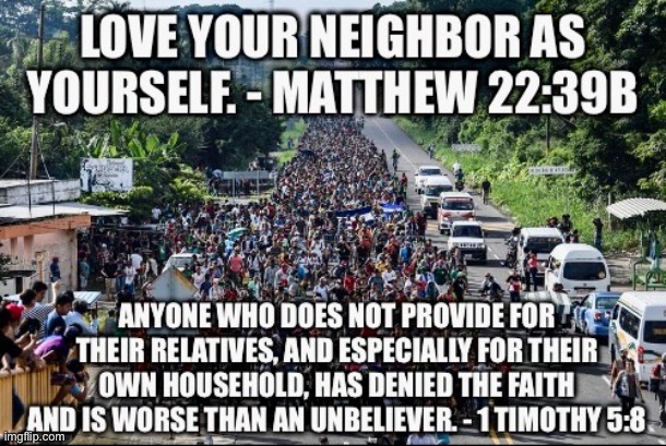 How should we treat illegal aliens? Some could be considered our neighbors, but they aren’t part of our households. | made w/ Imgflip meme maker