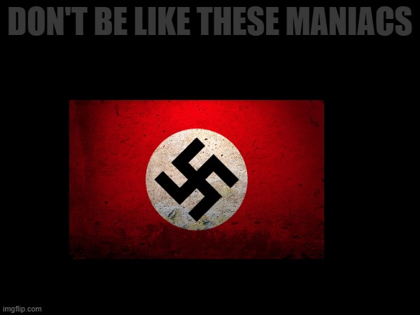 To Neo Nazis, the nazis are not the good guys, they are maniacs who murdered innocent people like jews, slavs and roma. | DON'T BE LIKE THESE MANIACS | made w/ Imgflip meme maker
