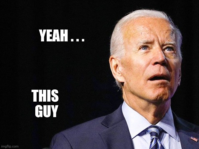Joe Biden Confused | YEAH . . . THIS 
GUY | image tagged in joe biden confused | made w/ Imgflip meme maker