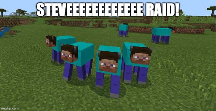 me and the boys | STEVEEEEEEEEEEEE RAID! | image tagged in me and the boys | made w/ Imgflip meme maker