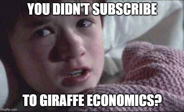 I See Dead People | YOU DIDN'T SUBSCRIBE; TO GIRAFFE ECONOMICS? | image tagged in memes,i see dead people | made w/ Imgflip meme maker