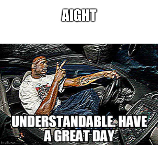 UNDERSTANDABLE, HAVE A GREAT DAY | AIGHT | image tagged in understandable have a great day | made w/ Imgflip meme maker