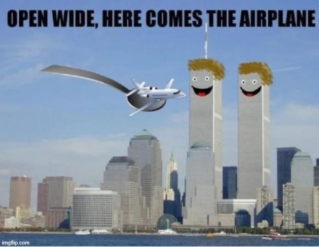 Here Comes the Airplane! | image tagged in 9/11 feed | made w/ Imgflip meme maker