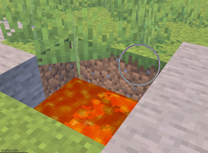 i guess some things never change.. | image tagged in minecraft,grass,lava,bug | made w/ Imgflip meme maker