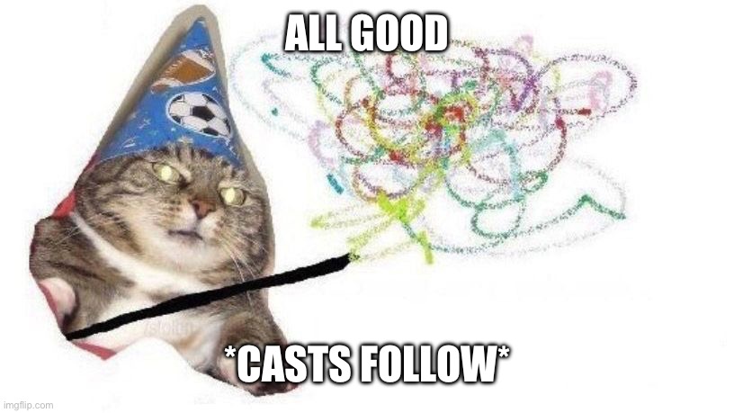 Wizard Cat | ALL GOOD *CASTS FOLLOW* | image tagged in wizard cat | made w/ Imgflip meme maker