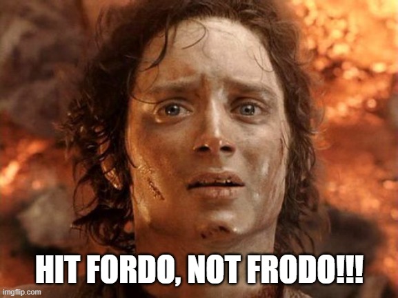 Frodo not Fordo | HIT FORDO, NOT FRODO!!! | image tagged in memes,it's finally over | made w/ Imgflip meme maker