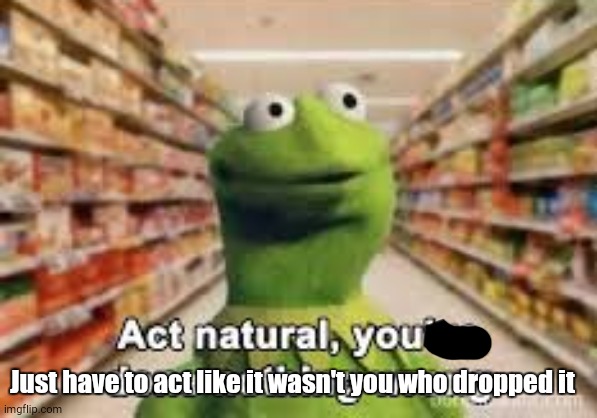act natural, you've done nothing wrong | Just have to act like it wasn't you who dropped it | image tagged in act natural you've done nothing wrong | made w/ Imgflip meme maker