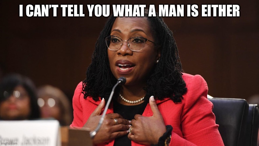 Ketanji Brown Jackson | I CAN’T TELL YOU WHAT A MAN IS EITHER | image tagged in ketanji brown jackson | made w/ Imgflip meme maker