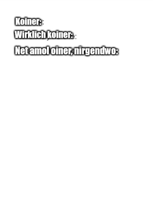 Koiner Wirklich keiner net amol oiner, nirgendwo Blank Meme Template